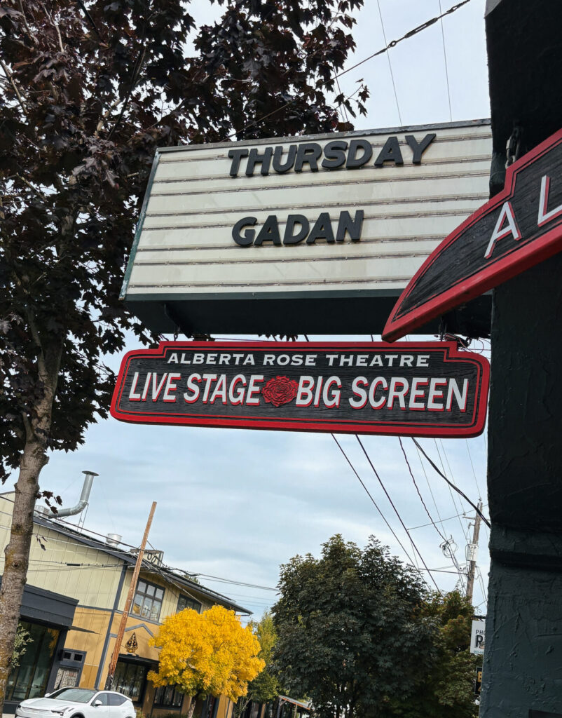 Gadan announced on the Alberta Rose Theatre marquee in Portland Oregon, US tour